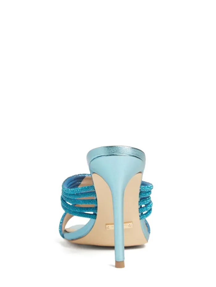 Women Rhinestone Strappy Heel Mid Blue Marciano Shoes