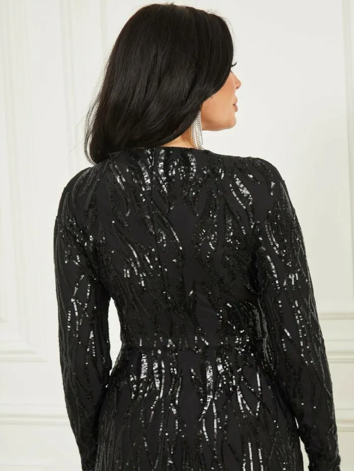 Women Roaring Sequins Maxi Gown Black Marciano Dresses Women Roaring Sequins Maxi Gown Black Marciano Dresses