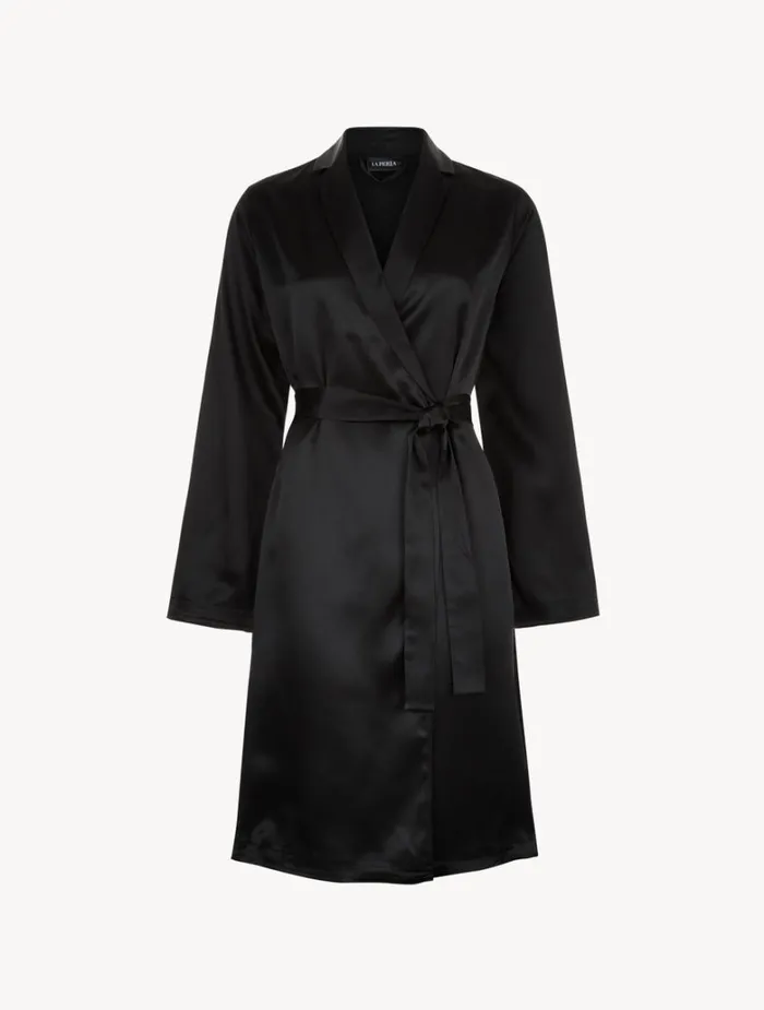 Women Robes La Perla Black Silk Short Robe