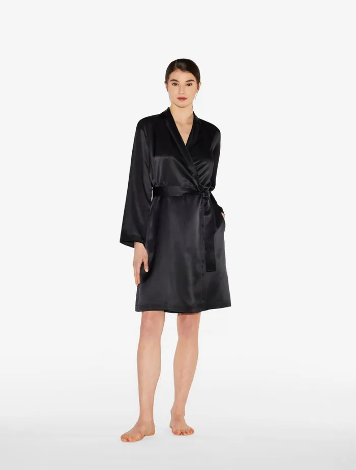 Women Robes La Perla Black Silk Short Robe