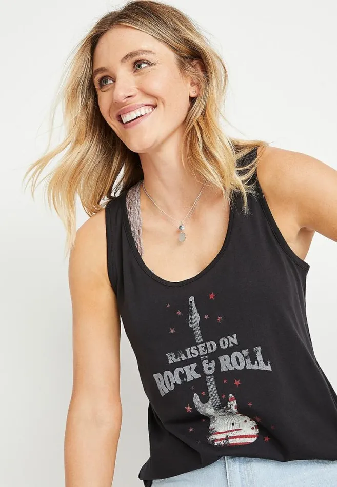 Women Rock and Roll Graphic Tank Top Maurices Tops