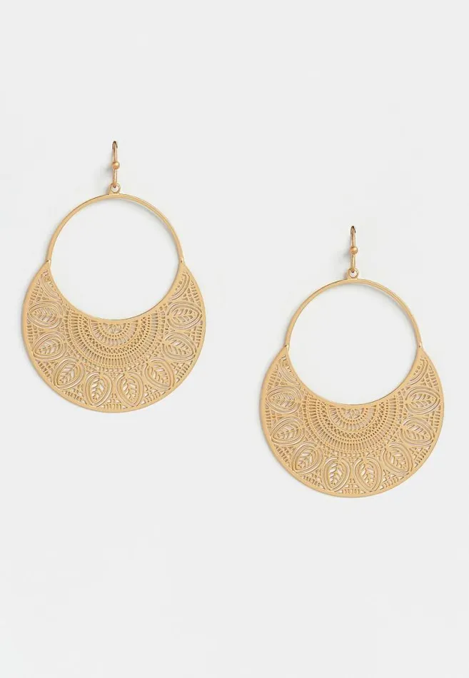 Women Round Laser Cut Drop Earrings Maurices Jewelry