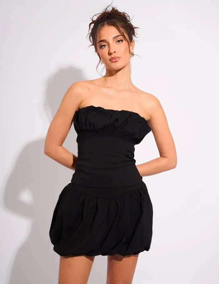Women Ruffle Bandeau Top Black Black Public Desire Tops