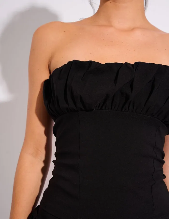 Women Ruffle Bandeau Top Black Black Public Desire Tops