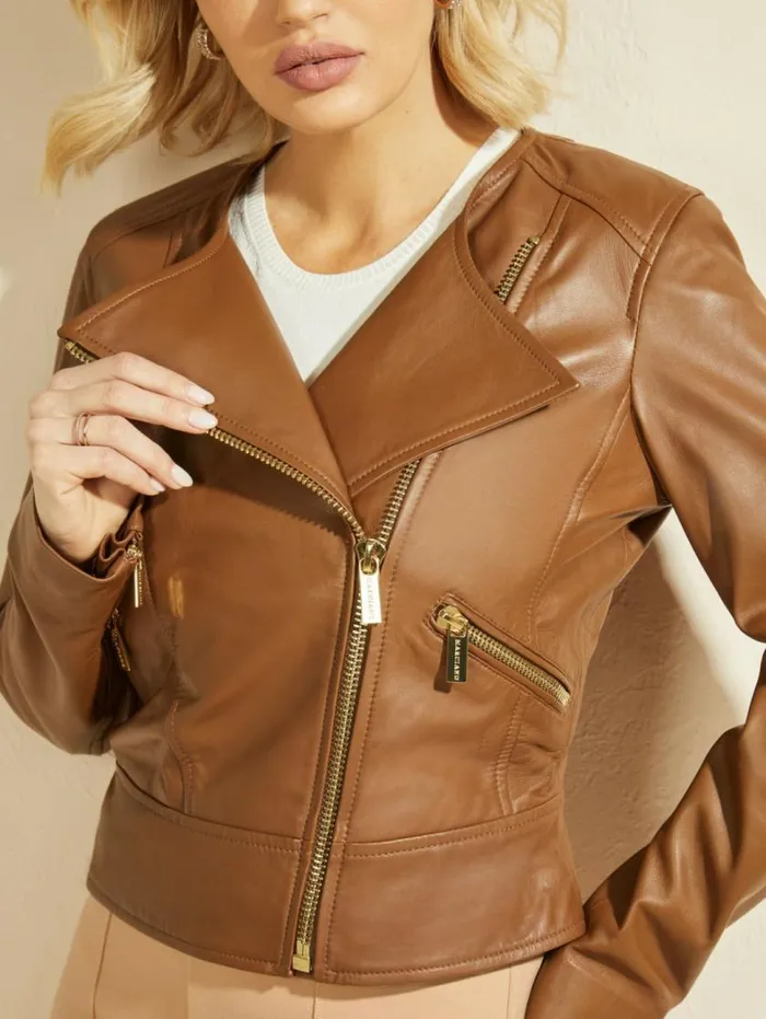 Women Rylee Leather Jacket Emperor Brown Marciano Jackets