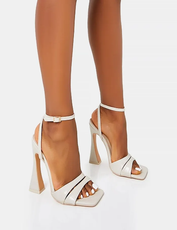 Women Saintly Ecru Croc Wrap Around The Ankle Barley There Square Toe Flared Block High Heels Neutral Public Desire Block Heels Women Saintly Ecru Croc Wrap Around The Ankle Barley There Square Toe Flared Block High Heels Neutral Public Desire Block Heels