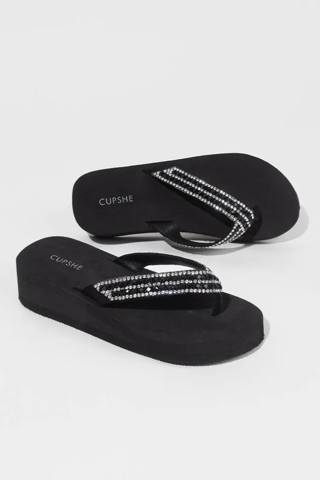 Women Sandals Cupshe Amaretto Black Open Toe Flat Sandals Black