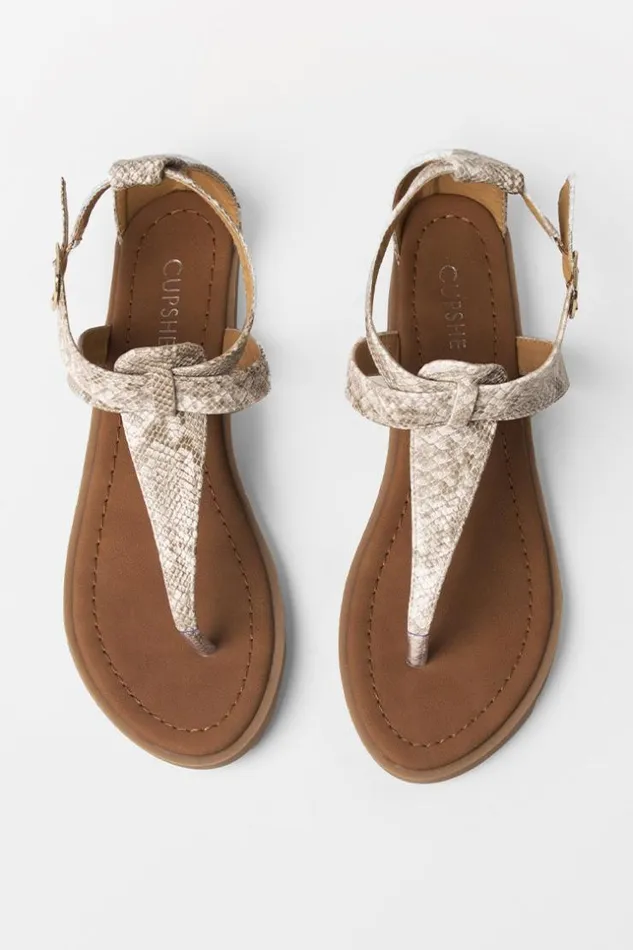 Women Sandals Cupshe Baja Open Toe Thong Strap Sandals Beige