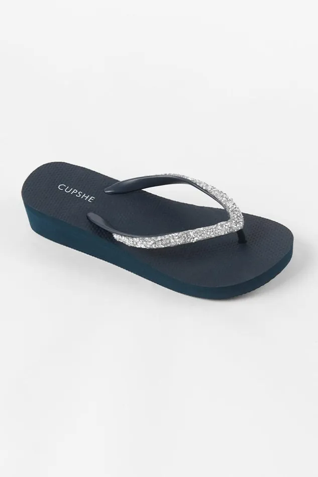 Women Sandals Cupshe Baker Beach Navy Crystal Sandals Multicolor