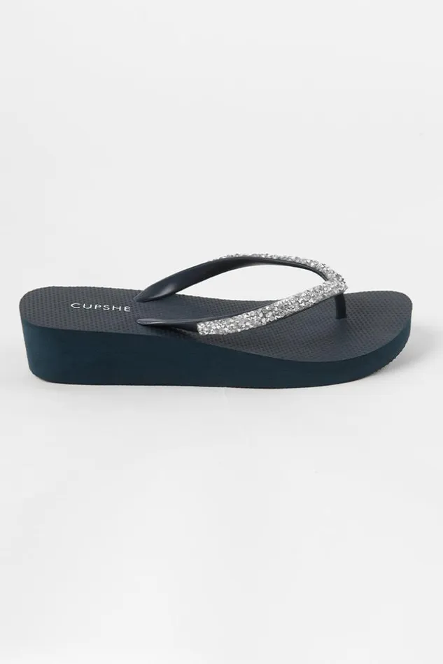 Women Sandals Cupshe Baker Beach Navy Crystal Sandals Multicolor