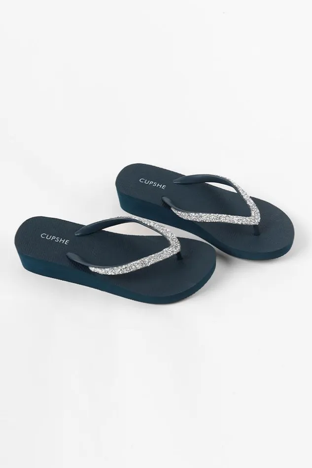 Women Sandals Cupshe Baker Beach Navy Crystal Sandals Multicolor