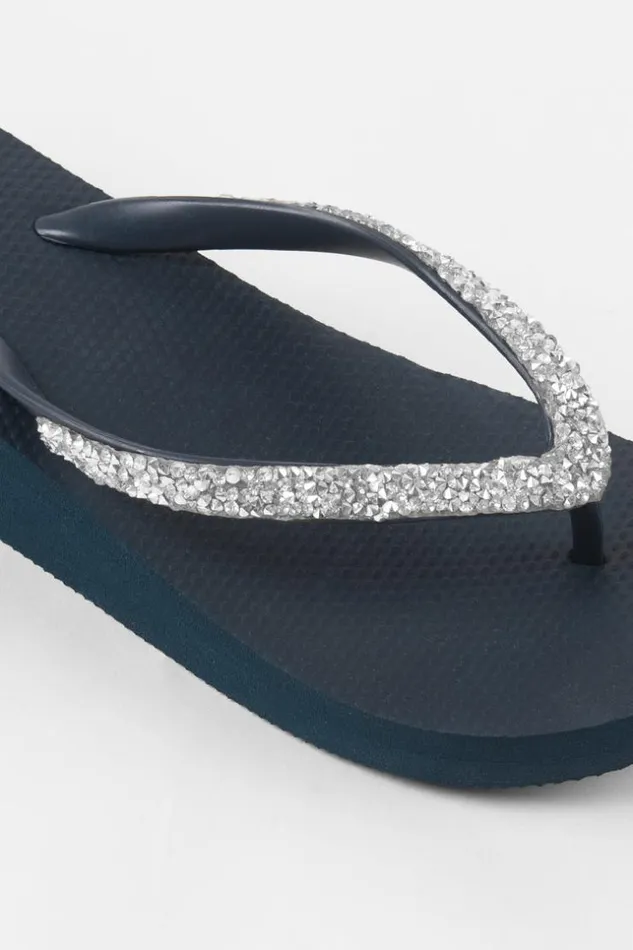 Women Sandals Cupshe Baker Beach Navy Crystal Sandals Multicolor