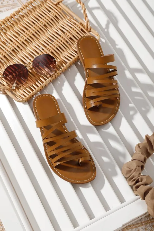 Women Sandals Cupshe Cossies Beach Brown Open Toe Sandals Brown