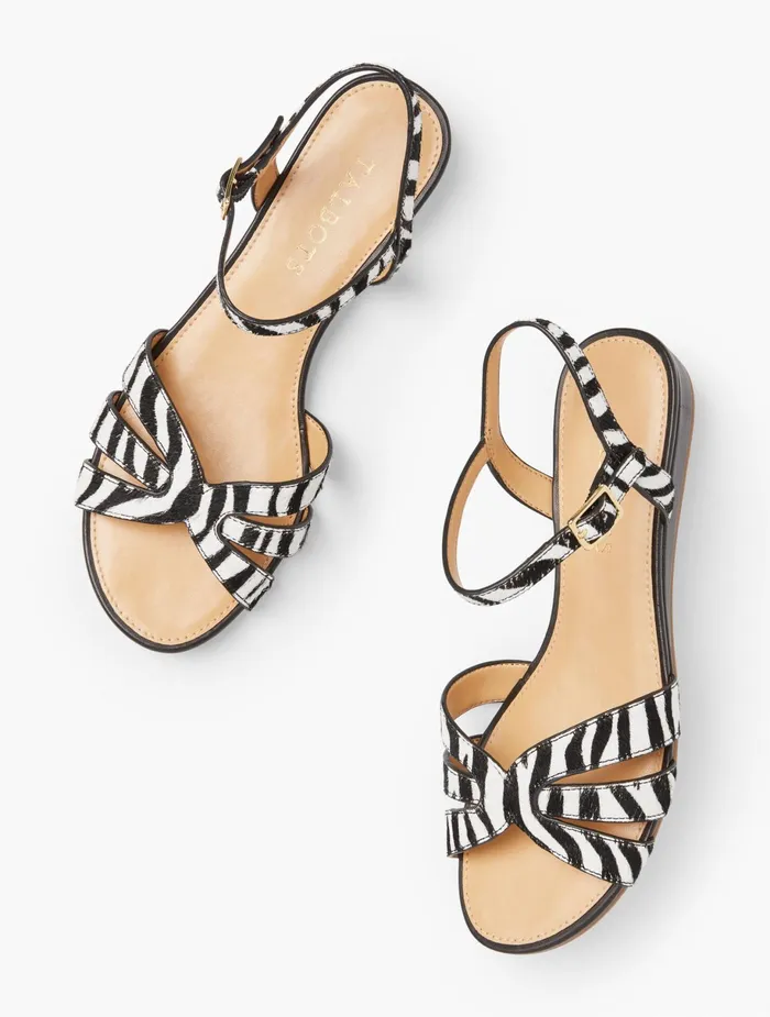 Women Sandals Talbots Daisy Micro Wedge Sandals Blackwhite