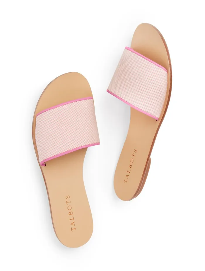 Women Sandals Talbots Hannah Piped Slides Pinknatural