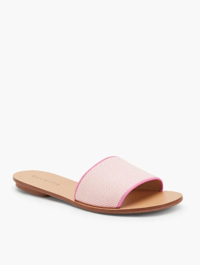 Women Sandals Talbots Hannah Piped Slides Pinknatural