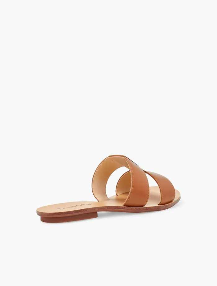 Women Sandals Talbots Hannah Vachetta Leather Slides Aqua Splash