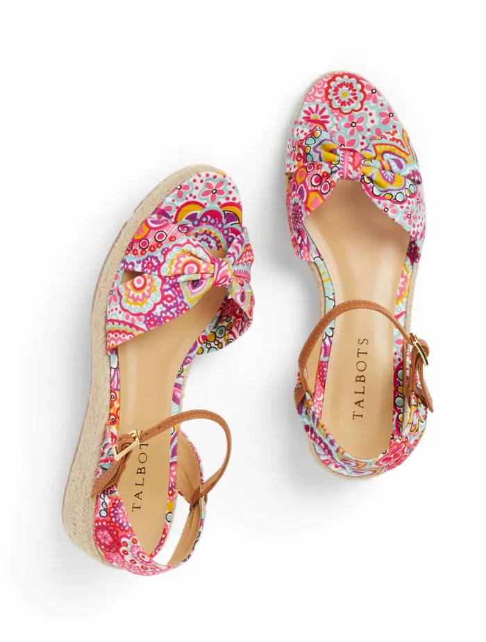 Women Sandals Talbots Pamela Twist Espadrille Wedges Dreamy Paisley