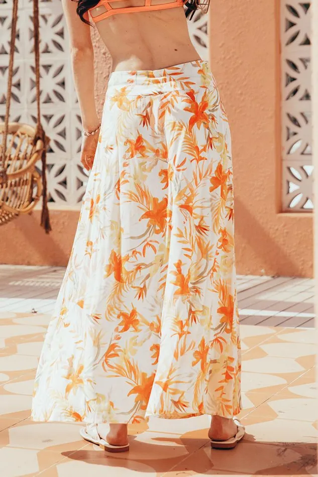 Women Sarong and Skirts Cupshe Lucky Bay Leafy Split Maxi Shift Cover Up Multicolor