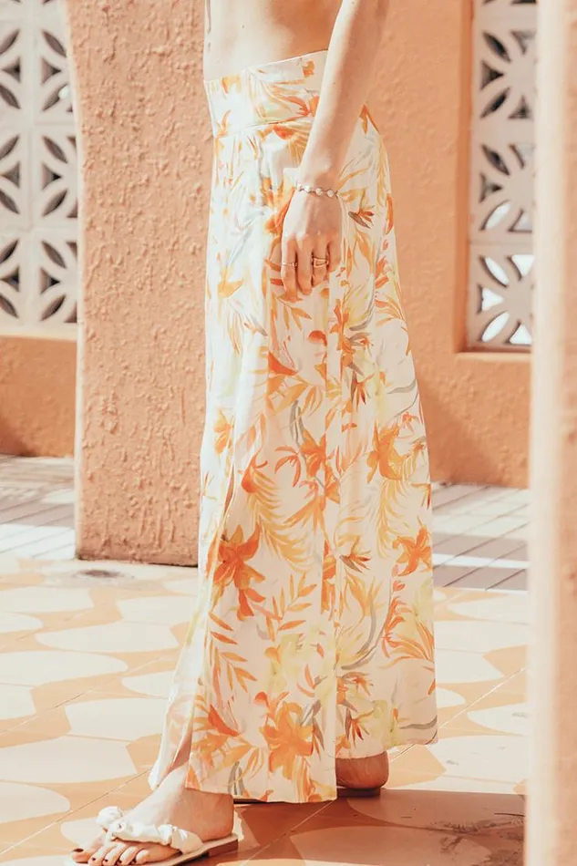 Women Sarong and Skirts Cupshe Lucky Bay Leafy Split Maxi Shift Cover Up Multicolor