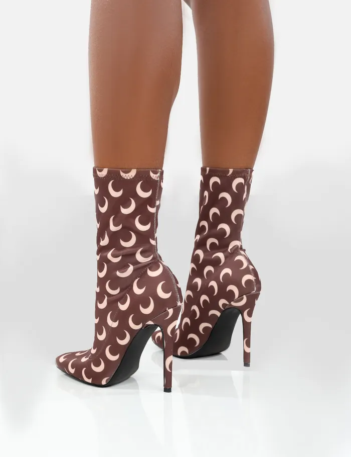 Women Saturn Return Wide Fit Brown Sock Boots Brown Public Desire Sock Boots
