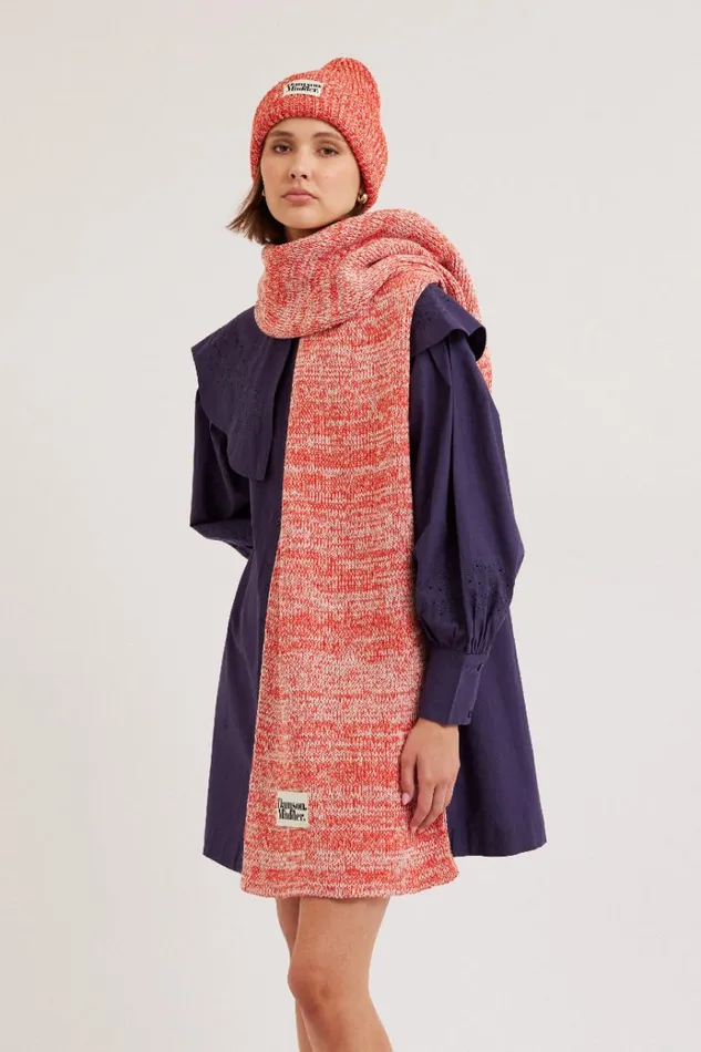 Women Scarves Damson Madder Flecked Yarn Scarf 8211 Red