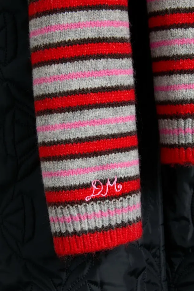Women Scarves Damson Madder Hooded Scarf In Stripe