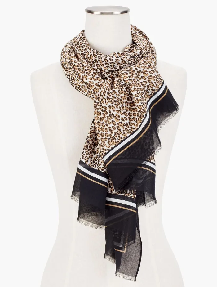 Women Scarves Talbots Animal Print Oblong Scarf Ivory Multi