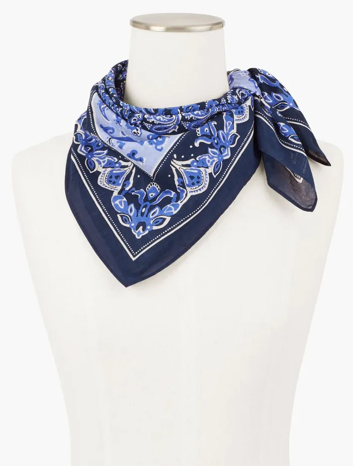 Women Scarves Talbots Bandana Paisley Neckerchief Ivory Multi