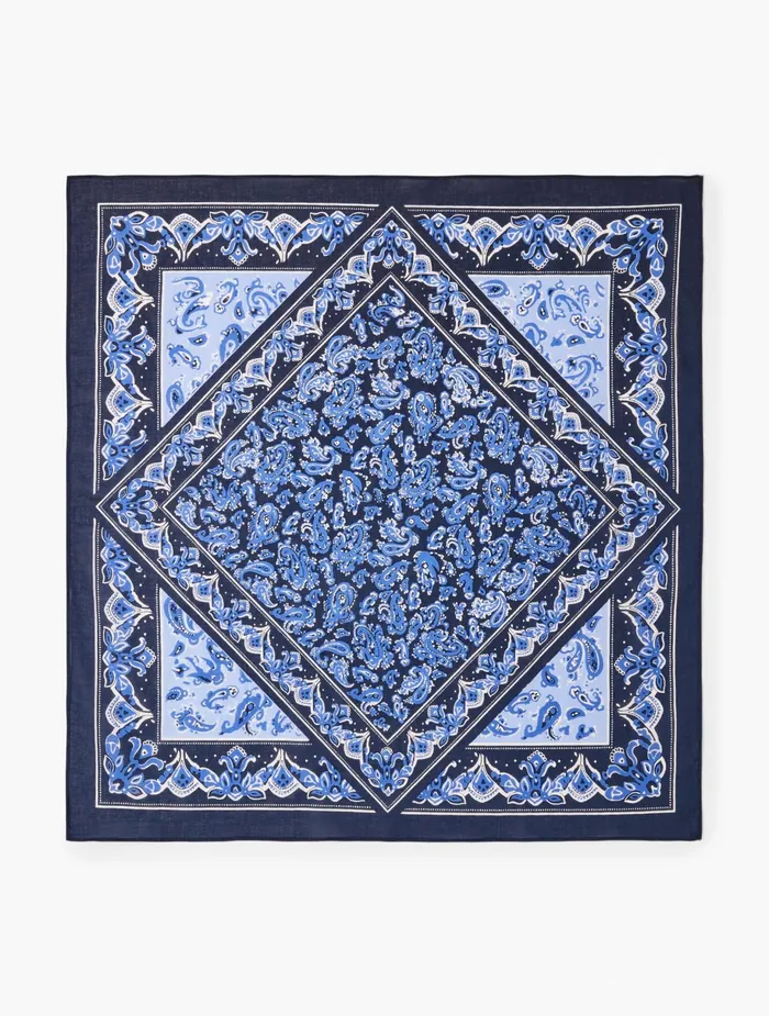 Women Scarves Talbots Bandana Paisley Neckerchief Ivory Multi