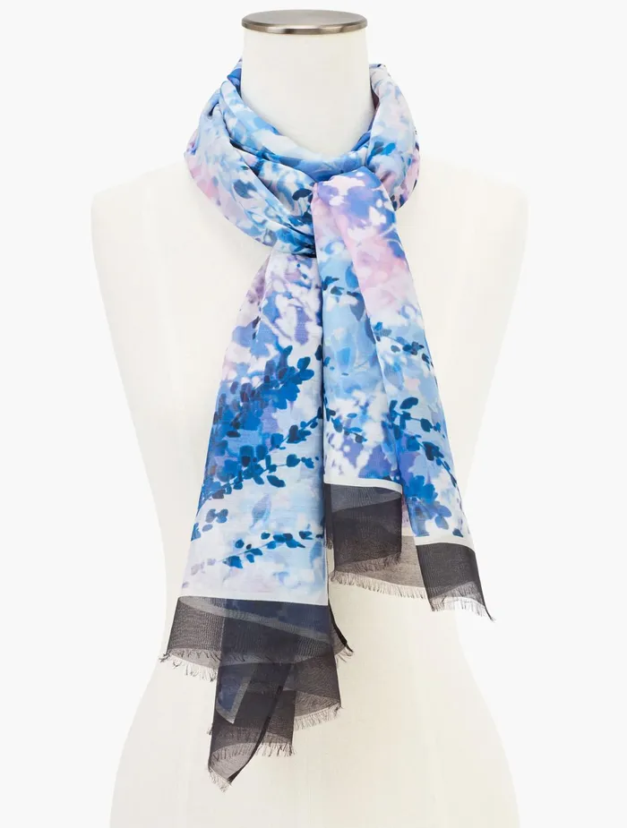 Women Scarves Talbots Leafy Garden Oblong Scarf Biscayne Blue Multi