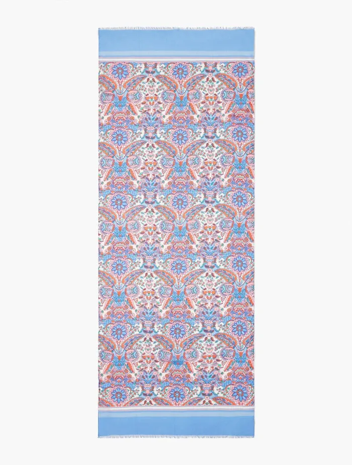 Women Scarves Talbots Royal Palm Paisley Oblong Scarf Ivory Multi