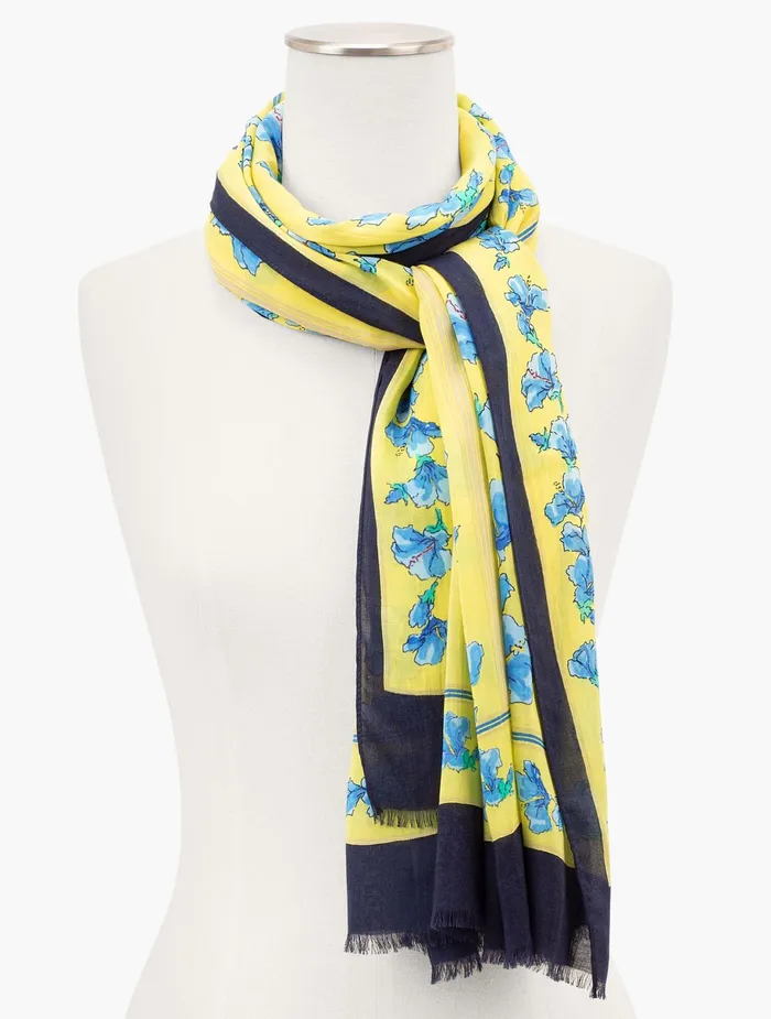 Women Scarves Talbots Skipping Floral Oblong Scarf Citrus Honey Multi