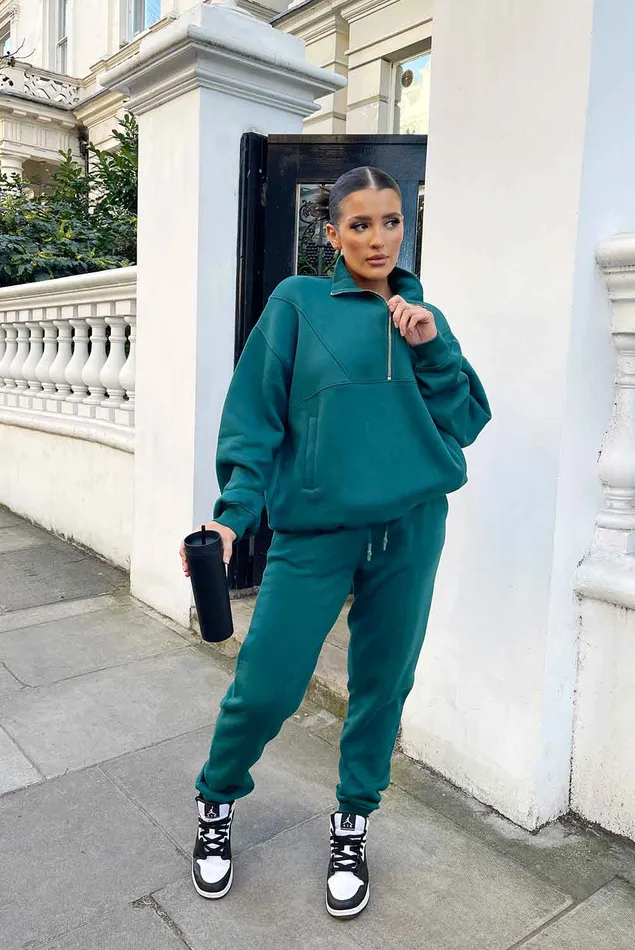 Women Seam Front 90s Joggers Forest Green Kaiia Green Public Desire Jogger and Leggings
