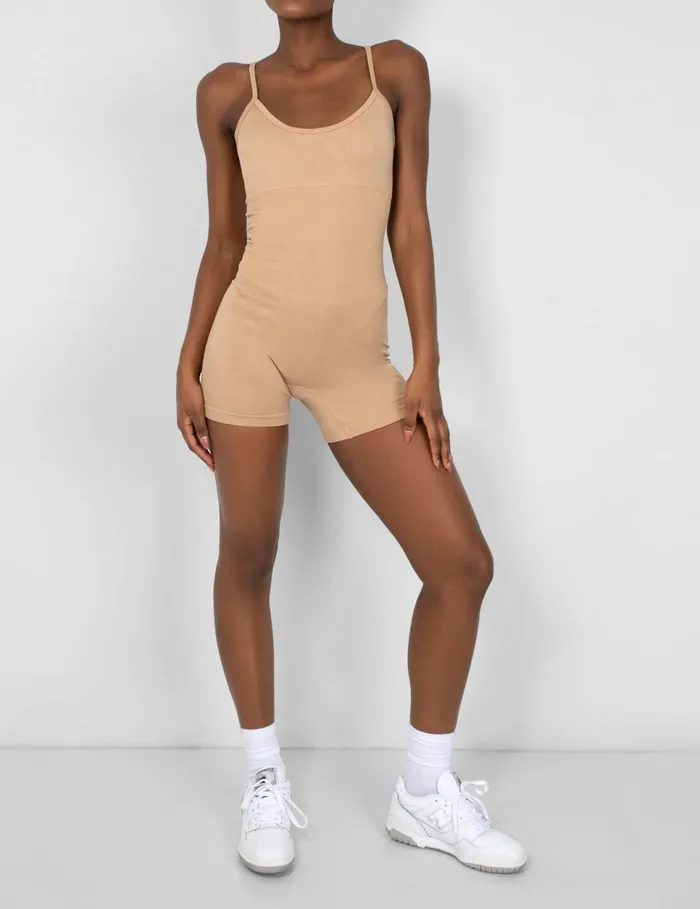 Women Seamless Unitard Playsuit Camel Brown Public Desire Jumpsuits and Playsuits