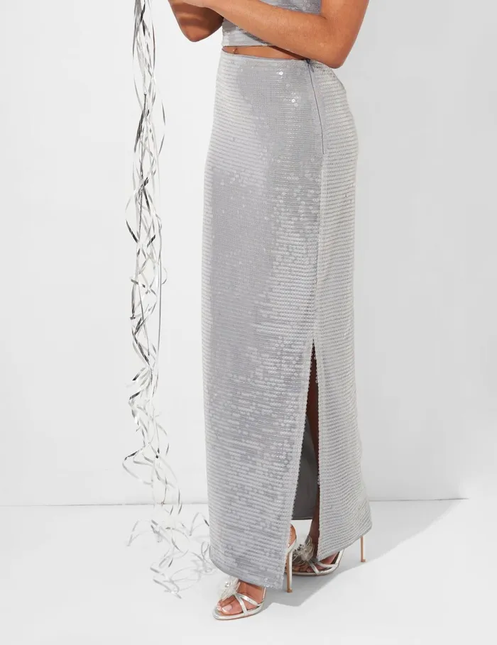 Women Sequin Mini Skirt Grey Grey Public Desire Two Piece Sets