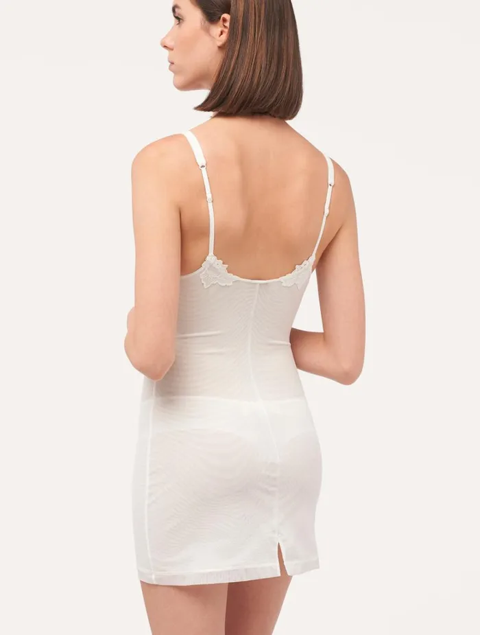 Women Shapewear La Perla Slip Dress In Offwhite Stretch Tulle