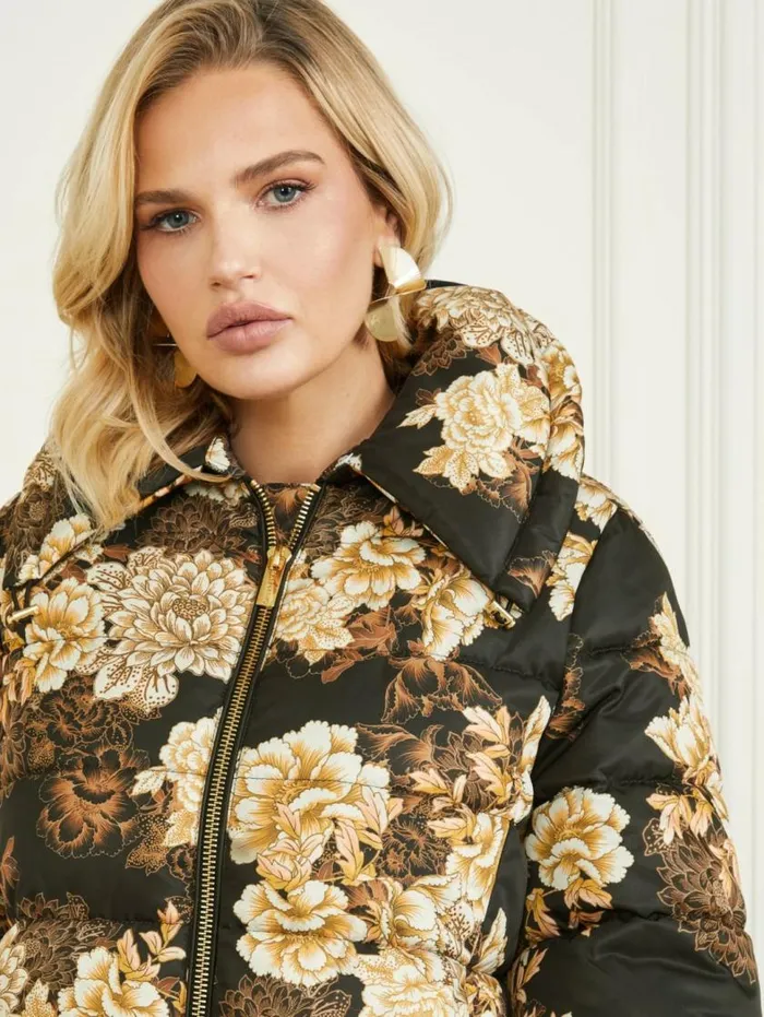 Women Sharon Puffer Jacket After Dark Floral Print Marciano Jackets Women Sharon Puffer Jacket After Dark Floral Print Marciano Jackets