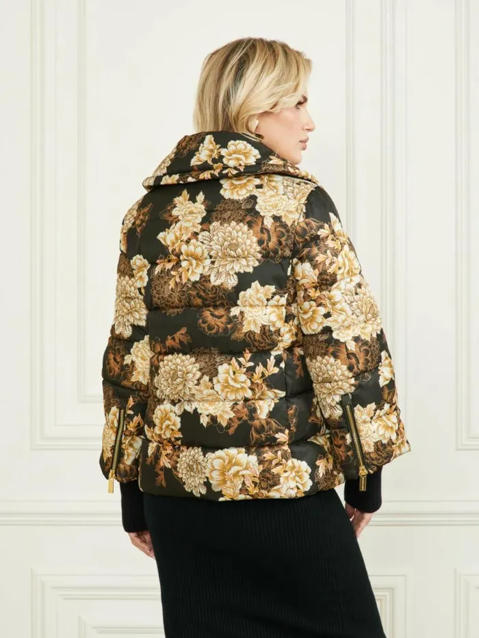 Women Sharon Puffer Jacket After Dark Floral Print Marciano Jackets Women Sharon Puffer Jacket After Dark Floral Print Marciano Jackets
