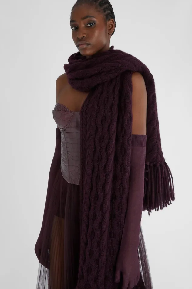 Women Shawl Scarves And Foulards Ermanno Scervino Designer Wool And Alpaca Blend Scarf 8211 Ermanno Scervino Bordeaux