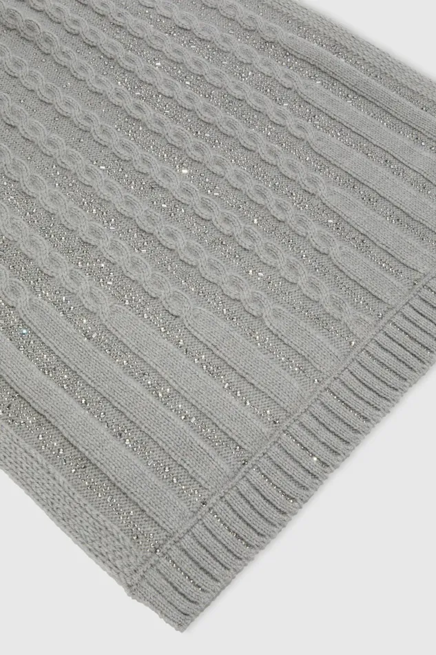 Women Shawl Scarves And Foulards Ermanno Scervino Scarf With Braids And Crystals Grey