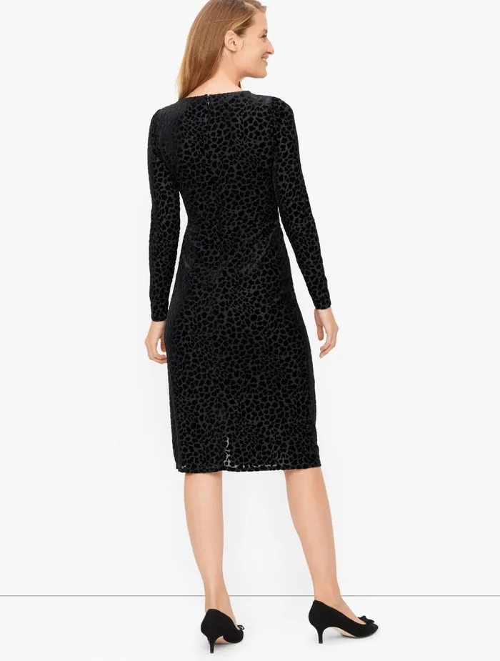 Women Sheath And Shift Talbots Burnout Wrap Sheath Dress Black