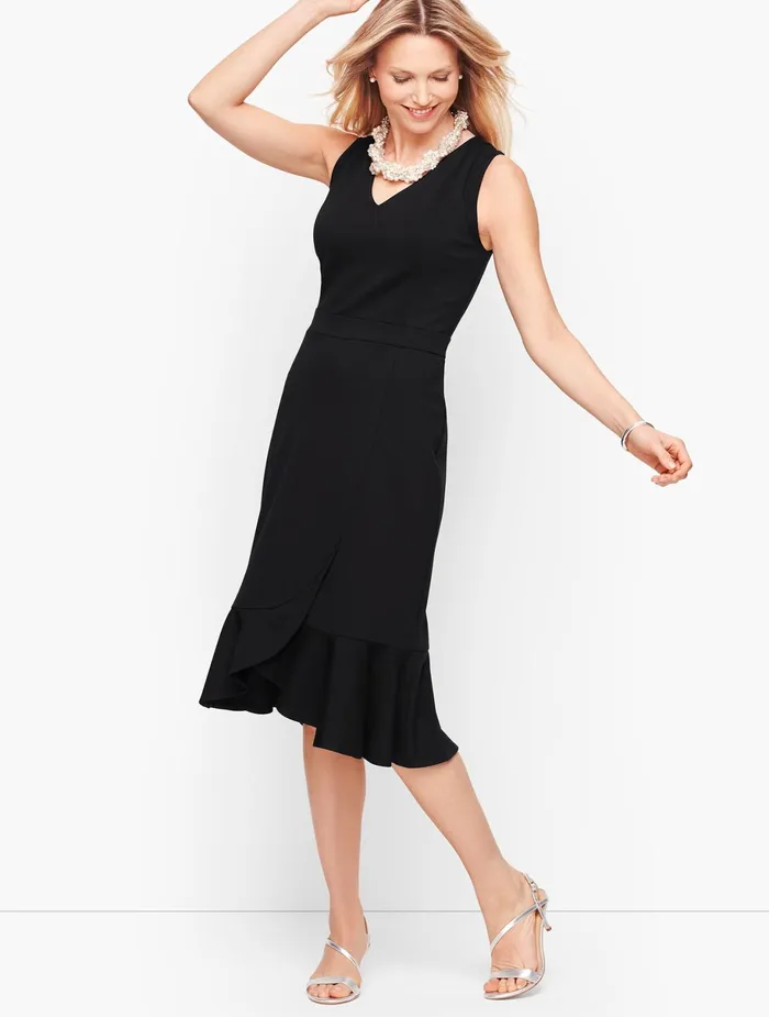 Women Sheath And Shift Talbots Ponte Flounce Hem Wrap Dress