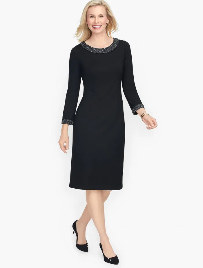 Women Sheath And Shift Talbots Refined Ponte Tipped Tweed Dress