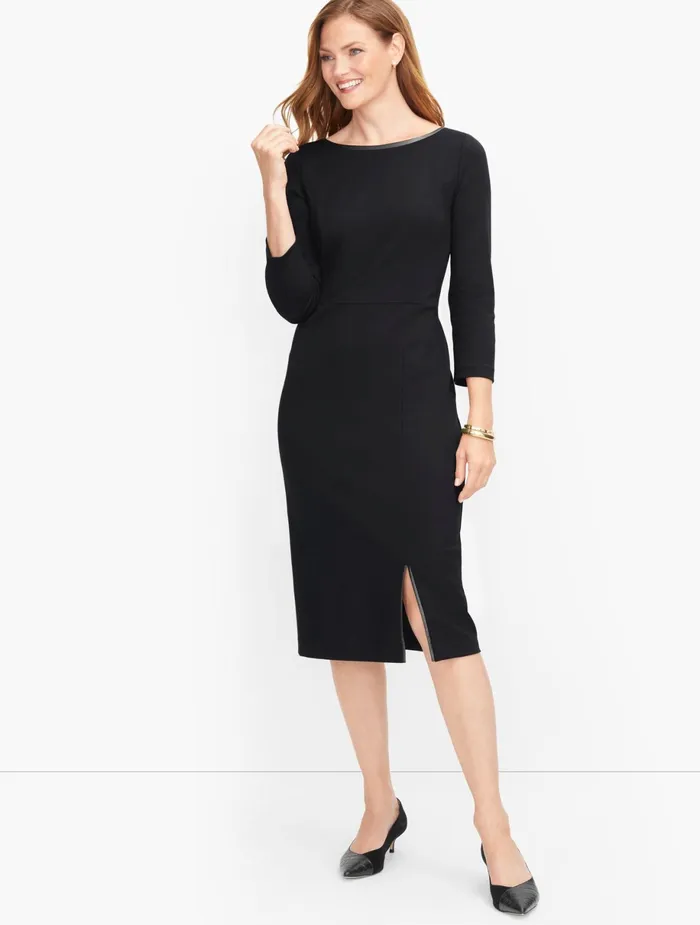 Women Sheath And Shift Talbots Tipped Ponte Sheath Dress