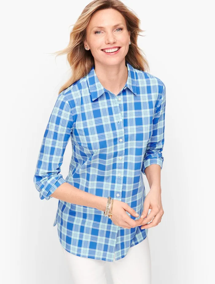 Women Shirts Talbots Classic Cotton Shirt Iced Mintblue
