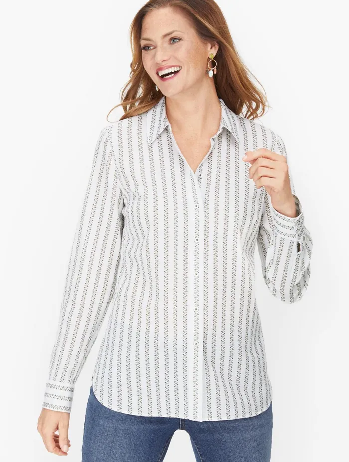 Women Shirts Talbots Classic Cotton Shirt Whitesagebrush