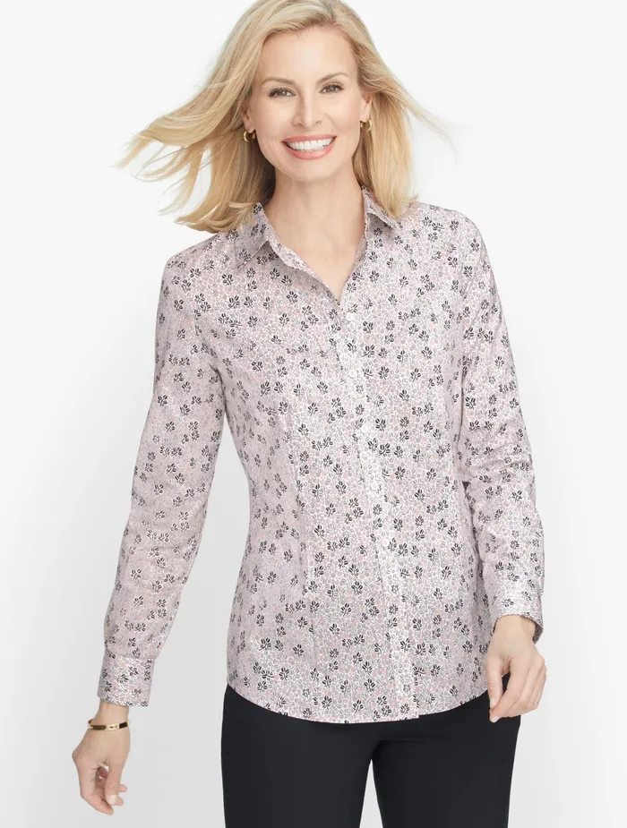 Women Shirts Talbots Perfect Shirt Grey Multi
