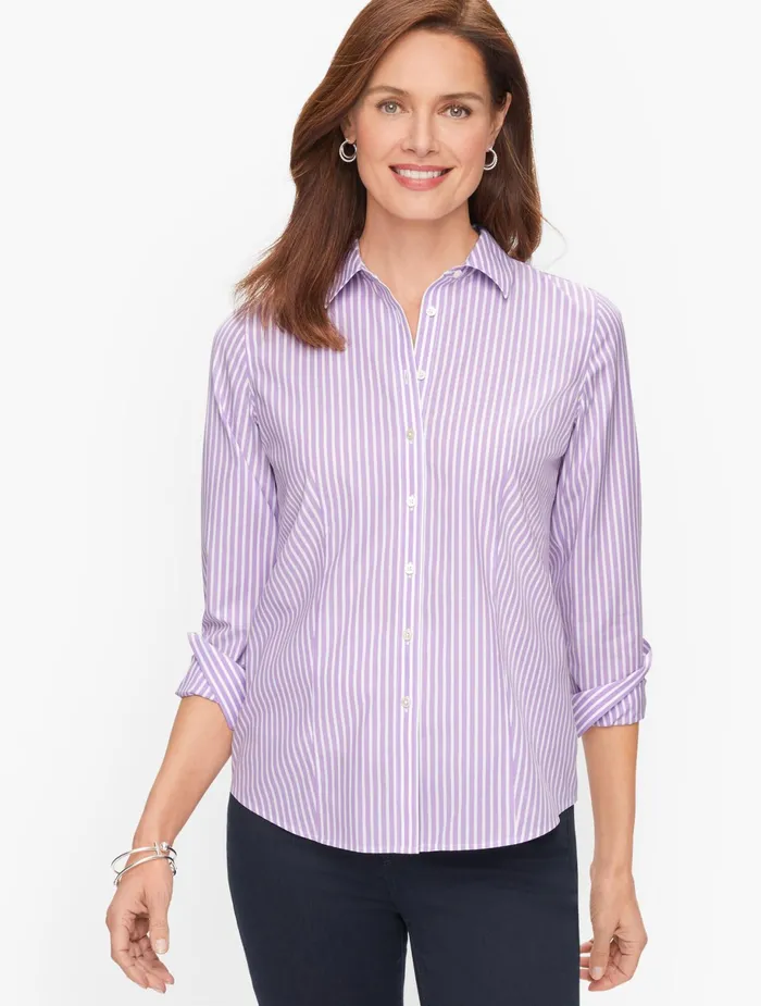 Women Shirts Talbots Perfect Shirt Lavenderwhite