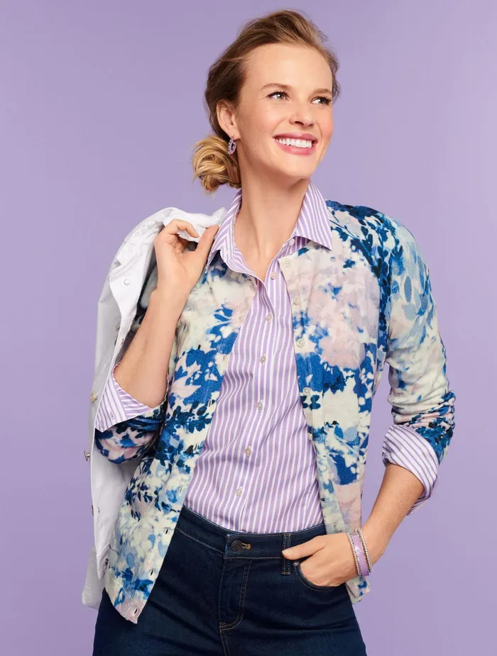 Women Shirts Talbots Perfect Shirt Lavenderwhite